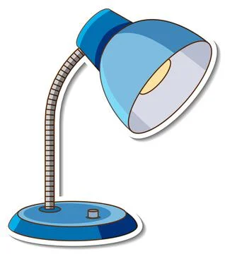 A blue table lamp sticker on white background Illustrazione stock
