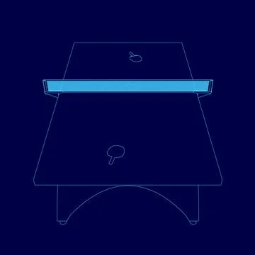 Blue table with a ping pong net on top Stock Illustration