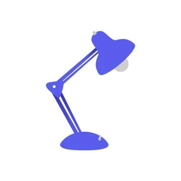 Blue table reading-lamp for education or work isolated on white background. Stock Illustration
