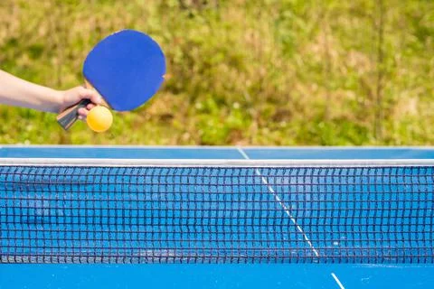 Blue table tennis or ping pong. Stock Photos