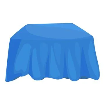 Blue tablecloth covering square table for party or banquet イラスト素材