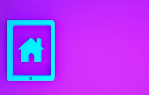 Blue Tablet and smart home icon isolated on purple background. Remote control Ilustración de archivo