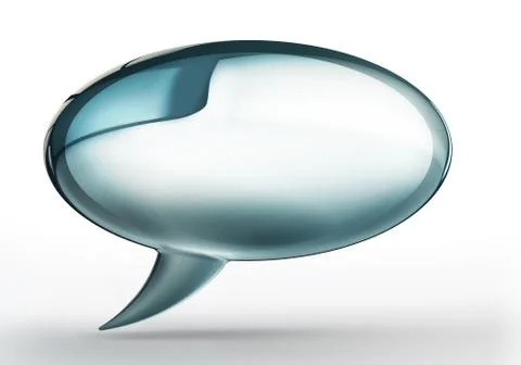 Blue talk bubble with shadow on white backgound Stock Illustration