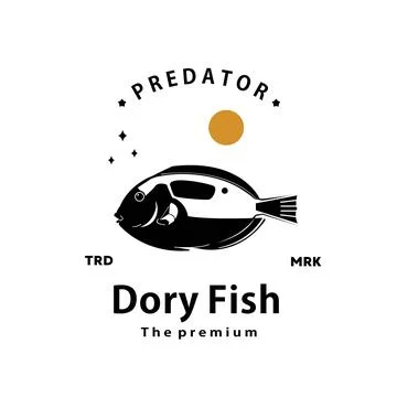 Blue tang fish logo vector outline silhouette art icon Stock Illustration