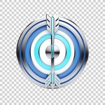 Blue target bullseye with vertical arrow icon as PNG asset Illustrazione stock