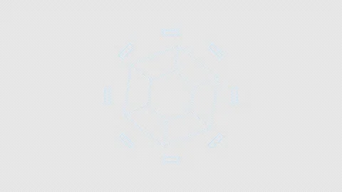 Blue target HUD element randomly rotate seamless loop alpha channel 3d render. Video stock 289033954