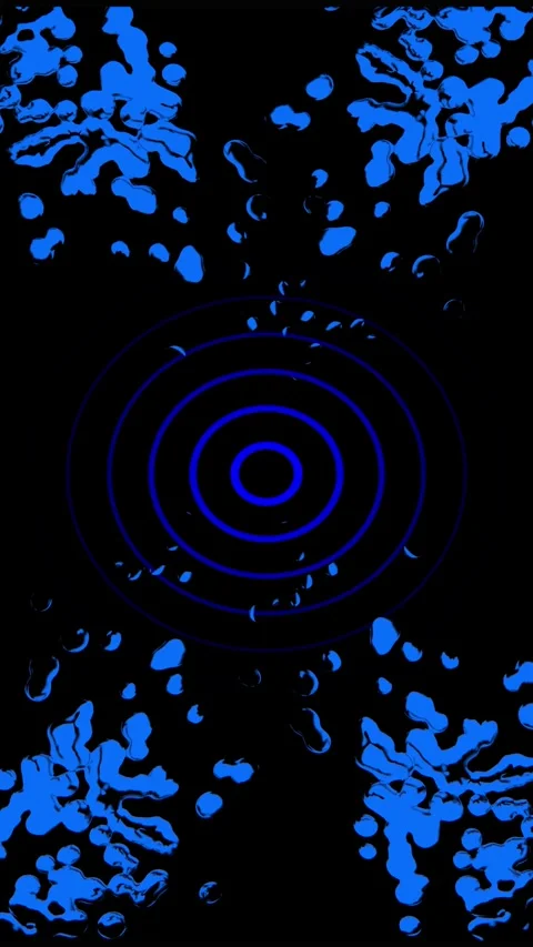 Blue target symbol with abstract splashes on black. Blue target symbol with.. Stock Footage 344840837
