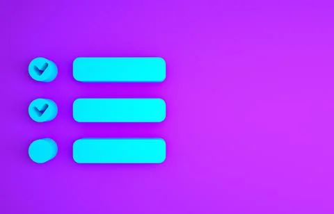 Blue Task list icon isolated on purple background. Control list symbol. Surve Stock Illustration