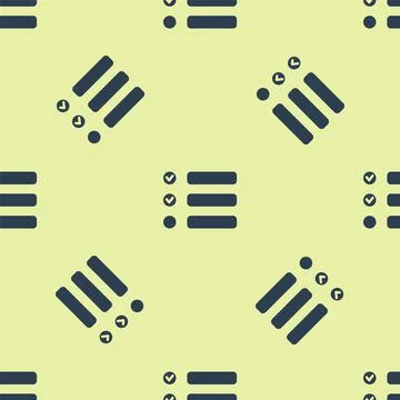 Blue Task list icon isolated seamless pattern on yellow background. Control list Illustrazione stock