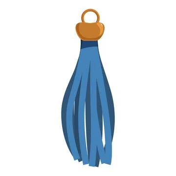Blue tassel with golden attachment loop hanging gracefully Illustrazione stock