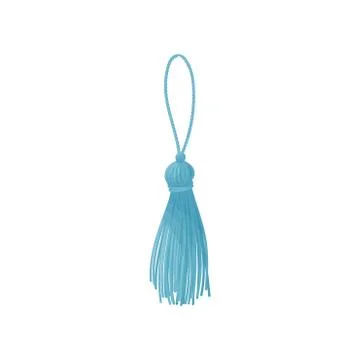 Blue tassel from threads. Vector illustration on white background. Illustrazione stock