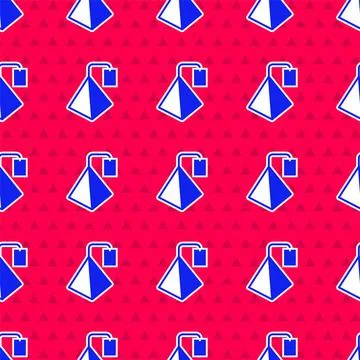 Blue Tea bag icon isolated seamless pattern on red background. Vector 스톡 일러스트
