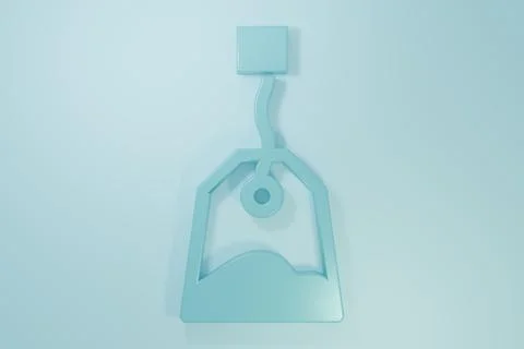 Blue Tea bag icon isolated on blue background. Minimalism concept. 3D rende.. Stock Illustration