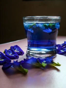 Blue tea from butterfly pea Stock Photos