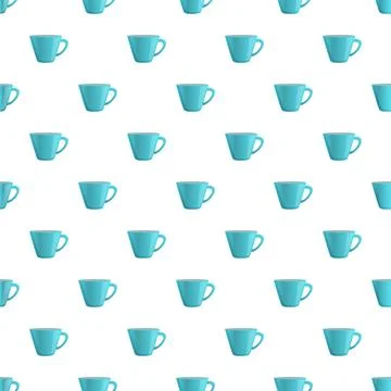 Blue tea cups seamless pattern for kitchenware design Stock Illustration