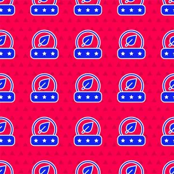Blue Tea leaf icon isolated seamless pattern on red background. Tea leaves Illustrazione stock