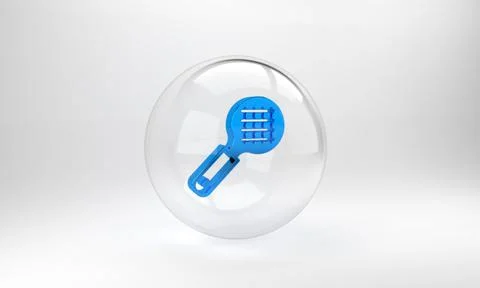 Blue Tea strainer with handle icon isolated on grey background. Metal sieve.  Illustration