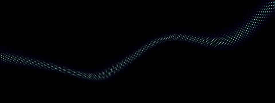 Blue teal digital particles wave flow, Digital cyberspace abstract background イラスト素材