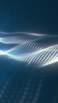 Blue teal particle wave made of glowing dots and smooth depth blur, creatin.. イラスト素材