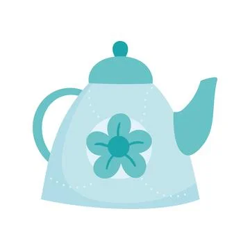 Blue teapot with flower Illustration