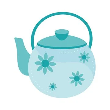 Blue teapot with flowers Illustration