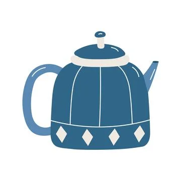 Blue teapot on white background. Stock Illustration