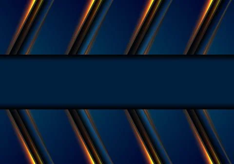 Blue tech arrows abstract background with orange glowing lights Illustrazione stock