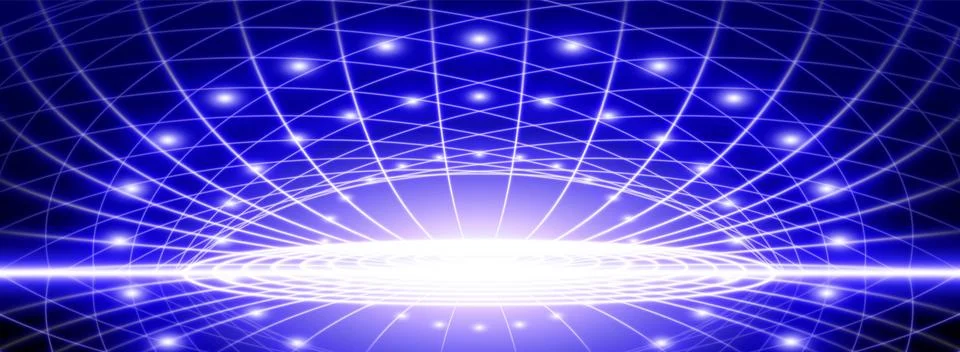 Blue tech background with glowing light rays 스톡 일러스트