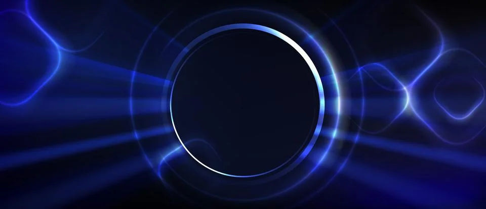 Blue tech background with round frame Stock Illustration