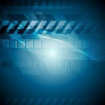Blue tech background with wavy lines Blue tech abstract background with wa... Stock-Fotos