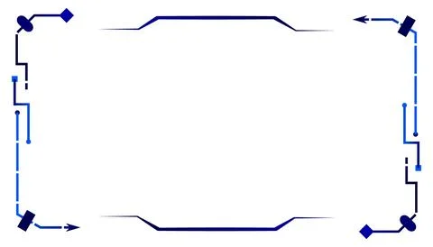 Blue tech border, electronic circuit frame, digital display interface Stock Illustration