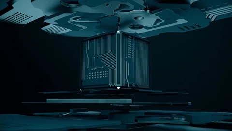 Blue Tech Cube Loop Stock Footage 88282016