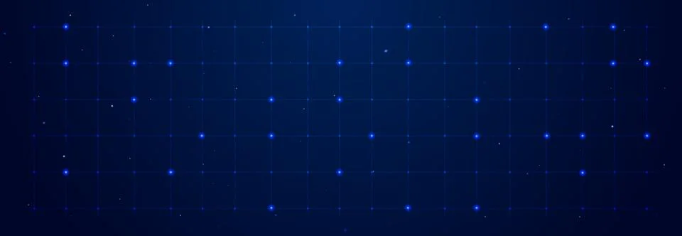 Blue tech grid with precise neon pattern lines Stock Illustration