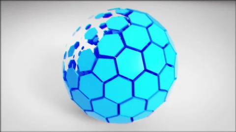 Blue Tech Sphere Unfolding Stock Footage 244463726