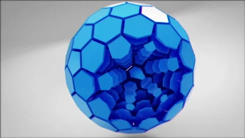 Blue Tech Sphere Unfolding Stock Footage 244465963