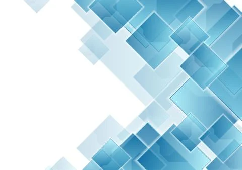 Blue tech squares abstract geometric background Illustrazione stock