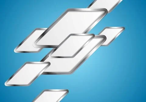 Blue tech vector background with silver elements Stock Illustration