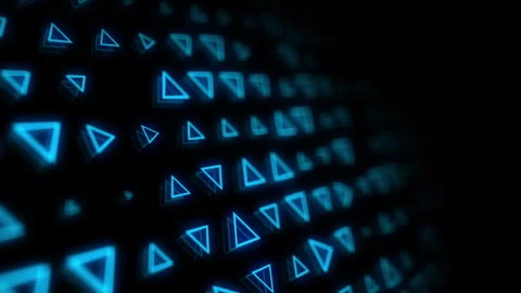 Blue techno neon laser triangle abstract background. Glowing decorative loop Stock Footage 308527027