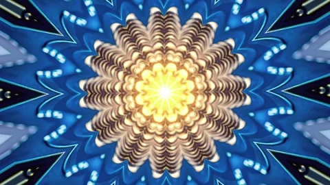 Blue Technological Kaleidoscope Loop Pattern for Backgrounds Visual Effects Stock Footage 317755382