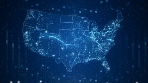Blue Technological USA Map Stock Footage 81582212