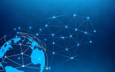 Blue technology abstract background with white line dot. Business and Connect イラスト素材