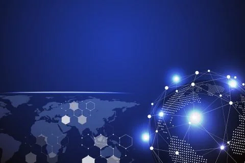 Blue technology abstract background with white line dot. Business and Connect イラスト素材