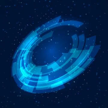 Blue technology abstract circle background. UFO Cosmic vector illustration. E Stockillustratie