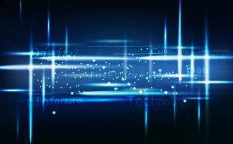 Blue technology abstract, neon glowing bright, digital message with grid line Illustrazione stock