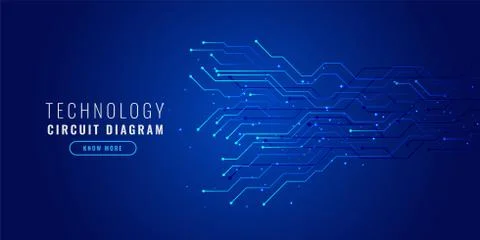 Blue technology background with circuit diagram Stock Illustration