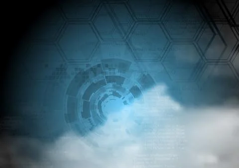 Blue technology background on cloudy sky 库存插图