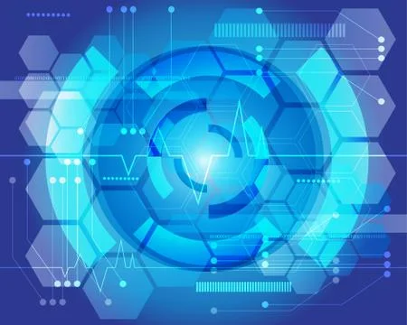 Blue technology background design vector. Stock Illustration