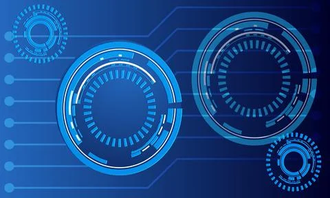 Blue Technology Background.Digital technology banner blue background. Illustrazione stock