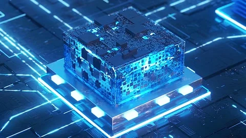 Blue Technology Chip Stock Footage 333487800