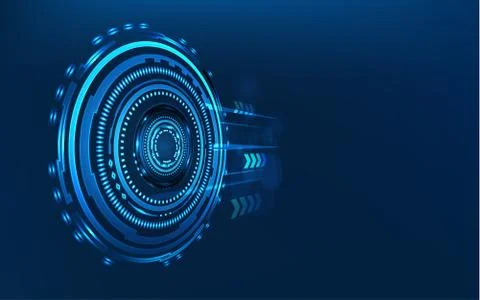 Blue technology circle and computer abstract background with blue and binary  Illustrazione stock